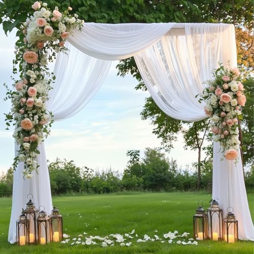 Wedding Arch Draping Fabric 2 Panels 30" X 20FT Sheer Arch Drapes Fabric White Backdrop Curtains for Wedding