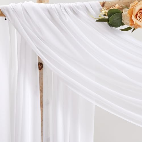 Wedding Arch Draping Fabric 2 Panels 30" X 20FT Sheer Arch Drapes Fabric White Backdrop Curtains for Wedding, alternate view