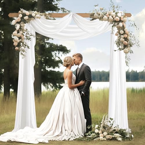 Wedding Arch Draping Fabric 2 Panels 30" X 20FT Sheer Arch Drapes Fabric White Backdrop Curtains for Wedding, alternate view