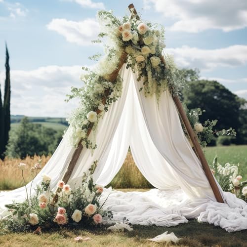 Wedding Arch Draping Fabric 2 Panels 30" X 20FT Sheer Arch Drapes Fabric White Backdrop Curtains for Wedding, alternate view