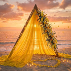 Wedding Arch Draping Fabric, 2 Panels 30" x 20Ft Yellow Sheer Curtain Drapes Extra Wide & Long Backdrop Curtains, alternate