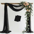 Wedding Arch Draping Fabric 2 Panels Black Sheer Backdrop Drapes in Black