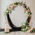 Wedding Arch Draping Fabric 2 Panels Black Sheer Backdrop Drapes in Black, alternate view 5