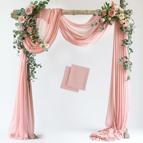 Wedding Arch Draping Fabric 2 Panels Blush Sheer Backdrop Drapes in Blush