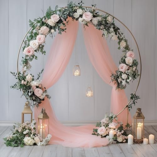 Wedding Arch Draping Fabric 2 Panels Blush Sheer Backdrop Drapes in Blush, alternate view 5