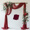 Wedding Arch Draping Fabric 2 Panels Burgundy Sheer Backdrop Drapes in Burgundy