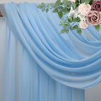 Wedding Arch Draping Fabric 2 Panels Dusty Blue Sheer Backdrop Drape in Dusty Blue, alternate view 4