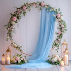 Wedding Arch Draping Fabric 2 Panels Dusty Blue Sheer Backdrop Drape in Dusty Blue, alternate view 5