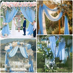 Wedding Arch Draping Fabric 2 Panels Dusty Blue Sheer Backdrop Drape in Dusty Blue, alternate view 6