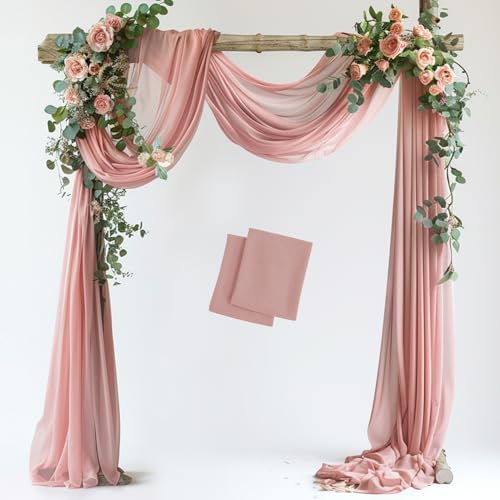 Wedding Arch Draping Fabric 2 Panels Dusty Rose Sheer Backdrop Drape in Dusty Rose