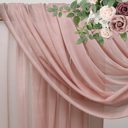 Wedding Arch Draping Fabric 2 Panels Dusty Rose Sheer Backdrop Drape in Dusty Rose, alternate view 4