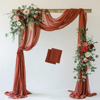Wedding Arch Draping Fabric 2 Panels Terracotta Sheer Backdrop Drape in Terracotta