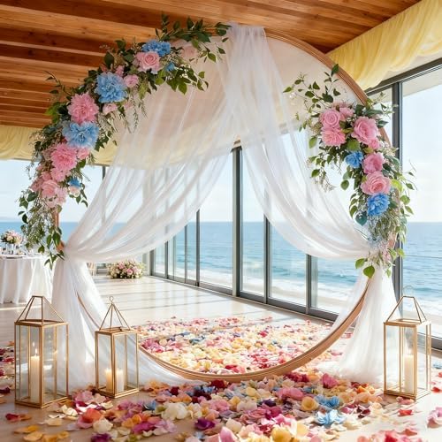 Wedding Arch Draping Fabric 2 Panels White Sheer Curtain Backdrop Drapes in 28" width x 19Ft length(2 Panels) in, alternate