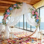 Wedding Arch Draping Fabric 2 Panels White Sheer Curtain Backdrop Drapes in 28" width x 19Ft length(2 Panels) in, alternate