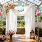 Wedding Arch Draping Fabric 2 Panels White Sheer Curtain Backdrop Drapes in 28" width x 19Ft length(2 Panels) in, alternate