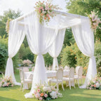 Wedding Arch Draping Fabric 2 Panels White Sheer Curtain Backdrop Drapes in 28" width x 19Ft length(2 Panels) in, alternate