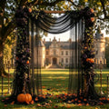 Wedding Arch Draping Fabric 28" x19FT Black Shimmery Sheer Fabric Drapes 1 Panel Arch Backdrop Curtains for