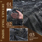Wedding Arch Draping Fabric 28" x19FT Black Shimmery Sheer Fabric Drapes 1 Panel Arch Backdrop Curtains for, alternate view 2