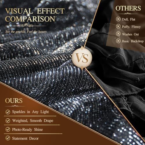 Wedding Arch Draping Fabric 28" x19FT Black Shimmery Sheer Fabric Drapes 1 Panel Arch Backdrop Curtains for, alternate view 3