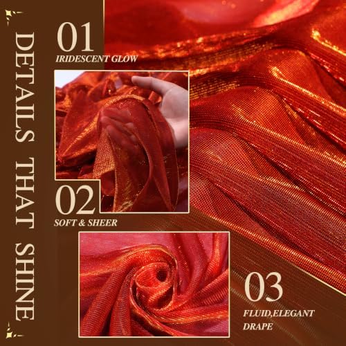 Wedding Arch Draping Fabric 28" x19FT Burnt Maple Shimmery Sheer Fabric Drapes 1 Panel Arch Backdrop Curtains, alternate view