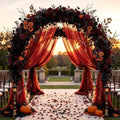 Wedding Arch Draping Fabric 28" x19FT Burnt Maple Shimmery Sheer Fabric Drapes 2 Panels Arch Backdrop Curtains