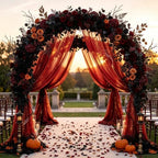 Wedding Arch Draping Fabric 28" x19FT Burnt Maple Shimmery Sheer Fabric Drapes 2 Panels Arch Backdrop Curtains