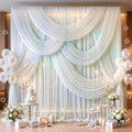 Wedding Arch Draping Fabric 28" x19FT Cream White Shimmery Sheer Fabric Drapes 4 Panels Arch Backdrop Curtains