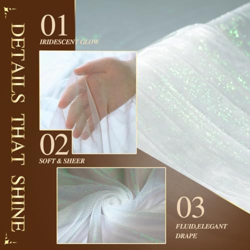 Wedding Arch Draping Fabric 28" x19FT Cream White Shimmery Sheer Fabric Drapes 4 Panels Arch Backdrop Curtains, alternate