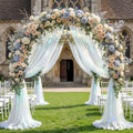 Wedding Arch Draping Fabric 28" x19FT Cream White Shimmery Sheer Fabric Drapes 2 Panels Arch Backdrop Curtains