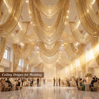 Wedding Arch Draping Fabric 28" x19FT Gold Shimmery Sheer Fabric Drapes 1 Panel Arch Backdrop Curtains for, alternate view 7