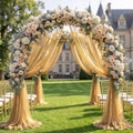 Wedding Arch Draping Fabric 28" x19FT Gold Shimmery Sheer Fabric Drapes 2 Panels Arch Backdrop Curtains for