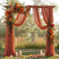 Wedding Arch Draping Fabric 28" x19FT, Sheer Chiffon Fabric Backdrop,4 Panels Terracotta Drapes for Wedding