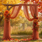 Wedding Arch Draping Fabric 28" x19FT, Sheer Chiffon Fabric Backdrop,4 Panels Terracotta Drapes for Wedding, alternate view 7
