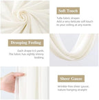 Wedding Arch Draping Fabric 28" x19FT, Sheer Chiffon Fabric Backdrop,6 Panels Ivory Drapes for Wedding Ceremony, alternate