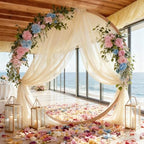 Wedding Arch Draping Fabric 28" x19FT, Sheer Chiffon Fabric Backdrop,6 Panels Ivory Drapes for Wedding Ceremony, alternate