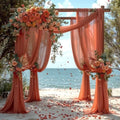 Wedding Arch Draping Fabric 28" x19FT, Sheer Chiffon Fabric Backdrop,6 Panels Terracotta Drapes for Wedding