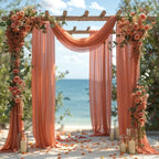 Wedding Arch Draping Fabric 28" x19FT, Sheer Chiffon Fabric Backdrop,6 Panels Terracotta Drapes for Wedding, alternate view 6