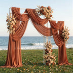 Wedding Arch Draping Fabric 28" x19FT, Sheer Chiffon Fabric Backdrop,6 Panels Terracotta Drapes for Wedding, alternate view 7