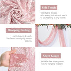 Wedding Arch Draping Fabric 28" x19FT White Shimmery Sheer Curtain Drapes in 28" width x 19Ft length(2 Panels), alternate