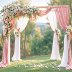 Wedding Arch Draping Fabric 28" x19FT White Shimmery Sheer Curtain Drapes in 28" width x 19Ft length(2 Panels), alternate