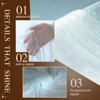 Wedding Arch Draping Fabric 28" x19FT White Shimmery Sheer Fabric Drapes 4 Panels Arch Backdrop Curtains for, alternate view