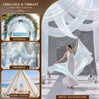 Wedding Arch Draping Fabric 28" x19FT White Shimmery Sheer Fabric Drapes 1 Panel Arch Backdrop Curtains for, alternate view 4
