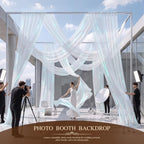 Wedding Arch Draping Fabric 28" x19FT White Shimmery Sheer Fabric Drapes 1 Panel Arch Backdrop Curtains for, alternate view 6
