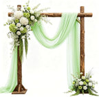 Wedding Arch Draping Fabric 29" x 18 FT Apple Green Sheer Chiffon Outdoor Curtain Drapes for Wedding Birthday
