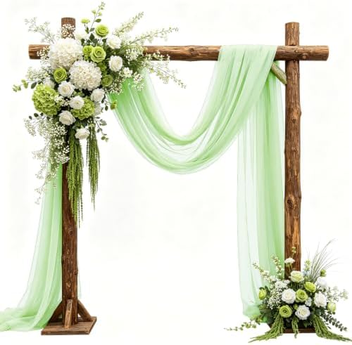 Wedding Arch Draping Fabric 29" x 18 FT Apple Green Sheer Chiffon Outdoor Curtain Drapes for Wedding Birthday