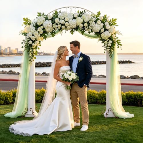 Wedding Arch Draping Fabric 29" x 18 FT Apple Green Sheer Chiffon Outdoor Curtain Drapes for Wedding Birthday, alternate view