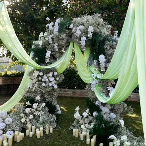 Wedding Arch Draping Fabric 29" x 18 FT Apple Green Sheer Chiffon Outdoor Curtain Drapes for Wedding Birthday, alternate view