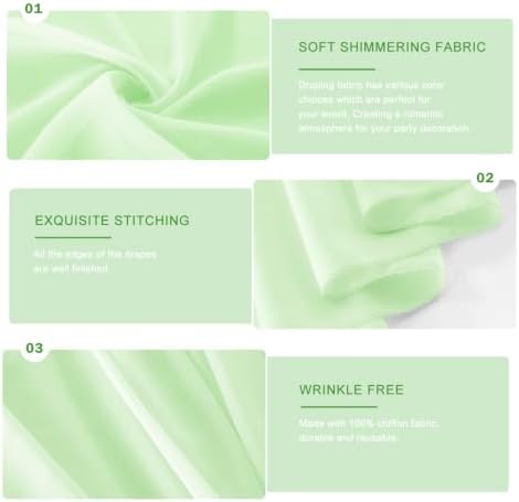 Wedding Arch Draping Fabric 29" x 18 FT Apple Green Sheer Chiffon Outdoor Curtain Drapes for Wedding Birthday, alternate view