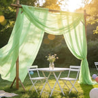 Wedding Arch Draping Fabric 29" x 18 FT Apple Green Sheer Chiffon Outdoor Curtain Drapes for Wedding Birthday, alternate view