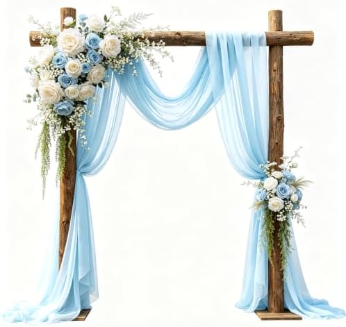 Wedding Arch Draping Fabric 29" x 18 FT Baby Blue Sheer Chiffon Outdoor Curtain Drapes for Wedding Birthday